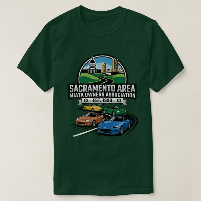 Fyra generationer av Miatas T-shirt (Design framsida)