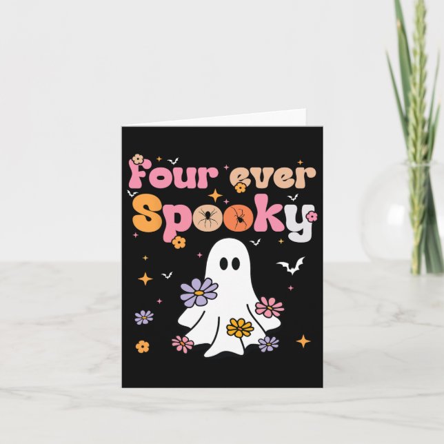 Fyra Ghost Halloween 4e födelsedagen-delar Kort (Framsida)