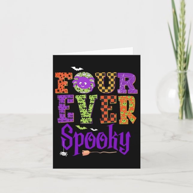 Fyra Ghost Halloween 4e födelsedagen-delar Kort (Framsida)