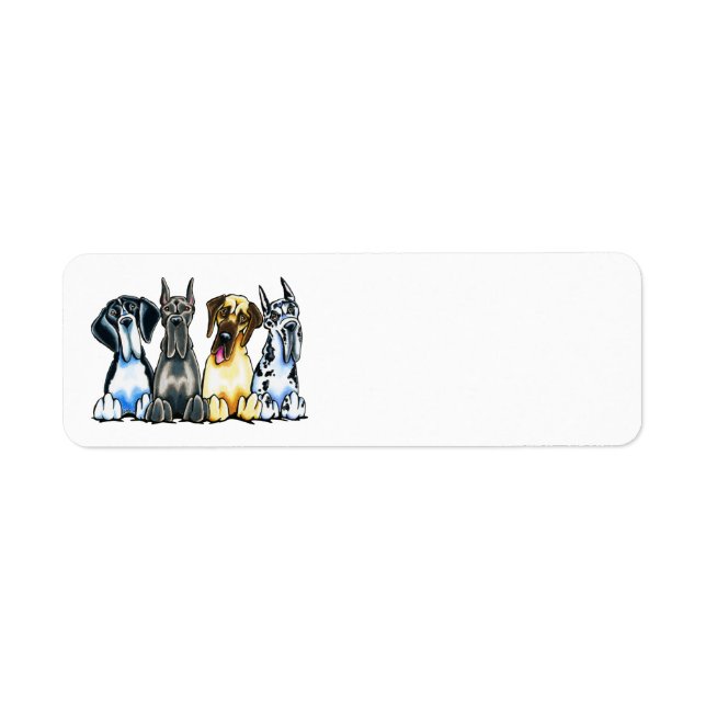 Fyra Great dane Returadress Etikett (Framsidan)