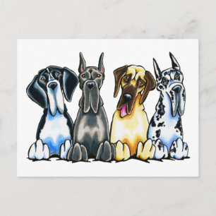 Fyra Great dane Vykort