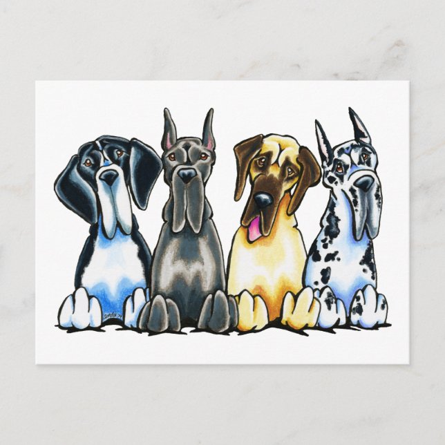 Fyra Great dane Vykort (Framsida)