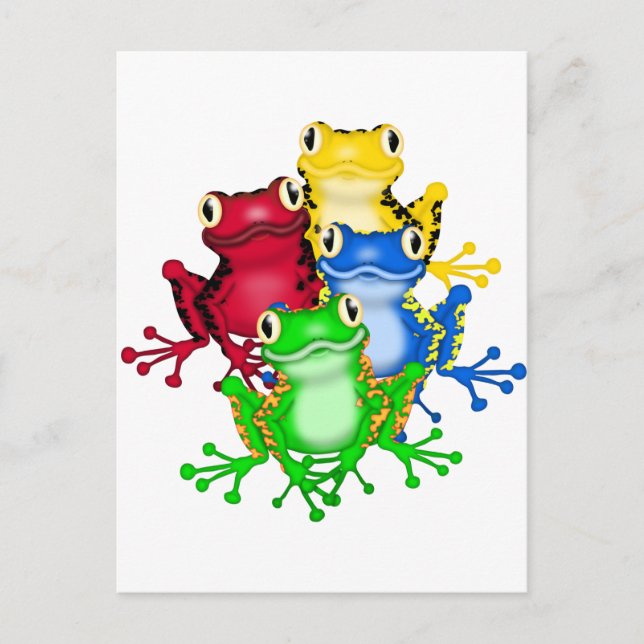 Fyra grodor T-shirts och presenter Vykort (Framsida)