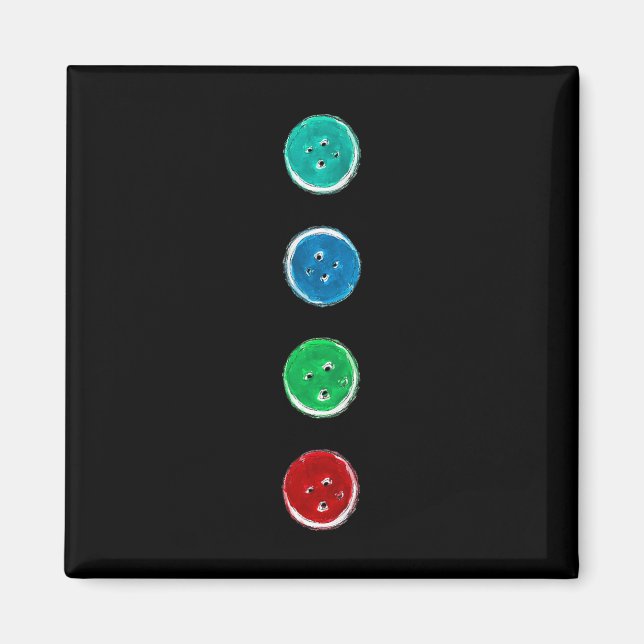 Fyra Groovy Buttons Blue Cat Roligt Halloween-Anpa Magnet (Framsidan)