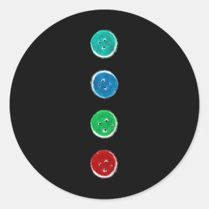 Fyra Groovy Buttons Blue Cat Roligt Halloween-Anpa Runt Klistermärke