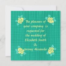 Fyra Gul ros Grönt Teal Play Bröllopsinbjudans