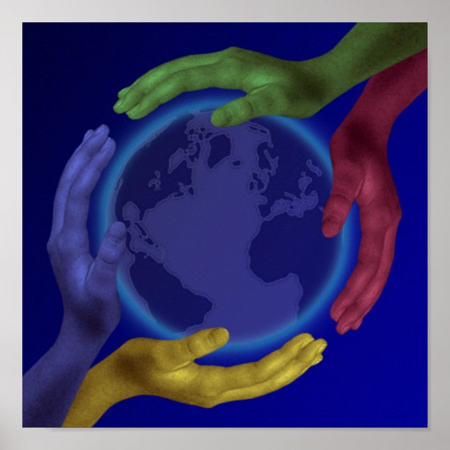 Fyra Händer på jorden Poster (Framsidan)