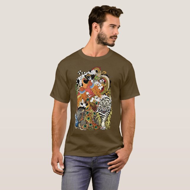 fyra himmelska djur tee shirt (Hel framsida)