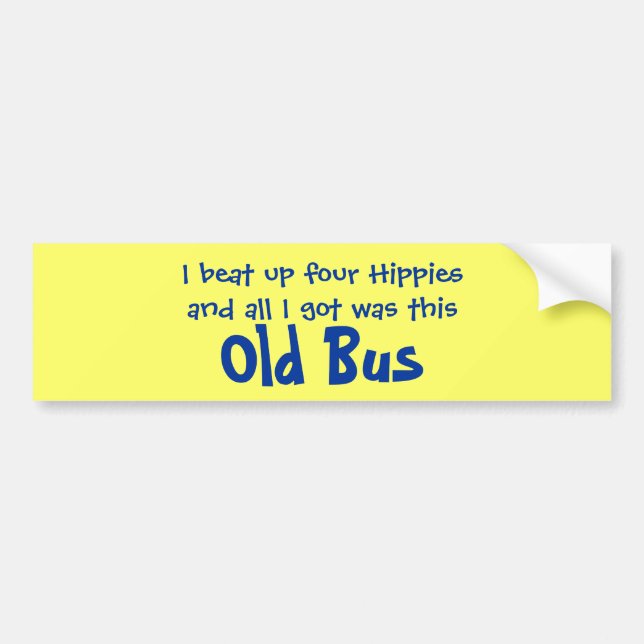 Fyra hippies och gammal bussbildekal bildekal (Framsidan)