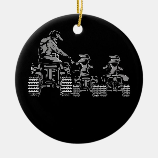 Fyra hjulskenor med fyrkant, ATV 4 Hjul Julgransprydnad Keramik (Framsidan)