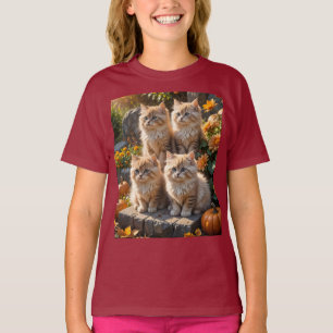 Fyra höstkittens med fluffy och Morsa T Shirt