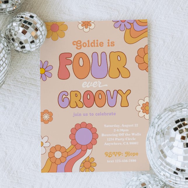 Fyra inbjudningar till Groovy-födelsedagsdagen (Skapare uppladdad)