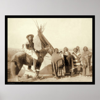 Fyra indiska kvinnor i Lakota framför Tipi SD 1891 Poster