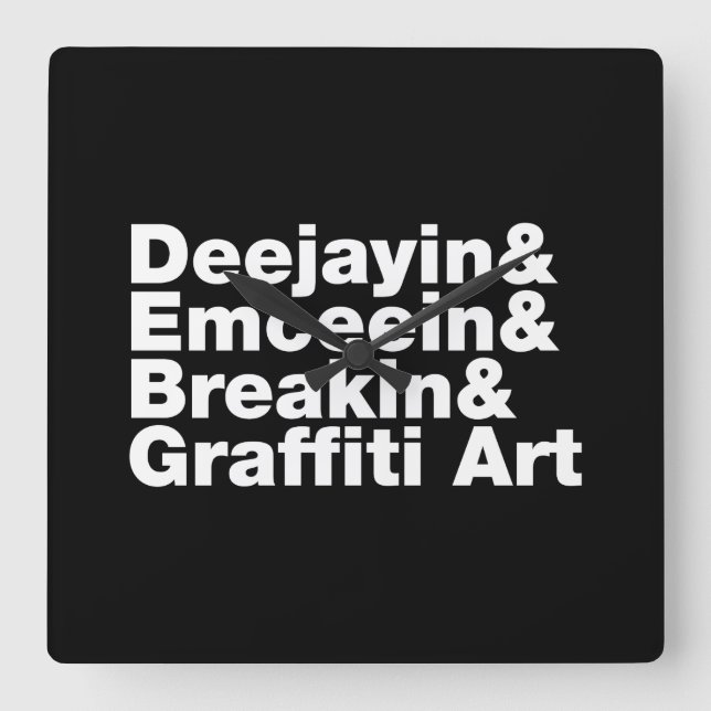 Fyra Inslag i Hip hop Fyrkantig Klocka (Framsida)