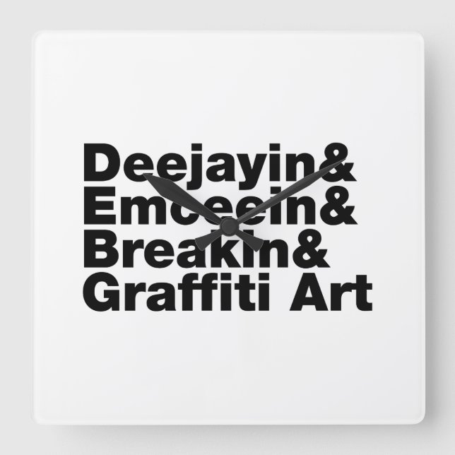 Fyra Inslag i Hip hop Fyrkantig Klocka (Framsida)