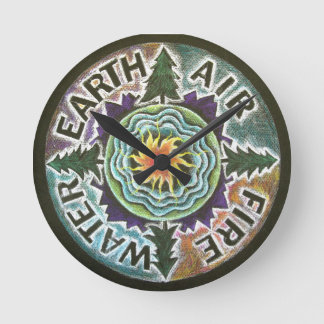 Fyra inslag - Mandala ta tid på - jorddag Rund Klocka
