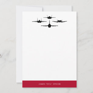 Fyra Jet Silhouette Personal Stationery Tack Kort