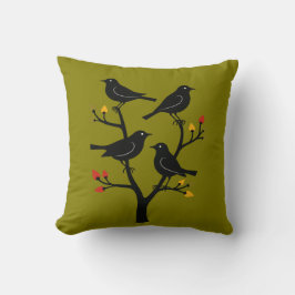 Fyra kallade fågelrekreation i mitten av århundrad kudde