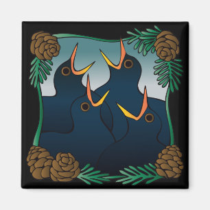Fyra kallande (colly) fåglar magnet