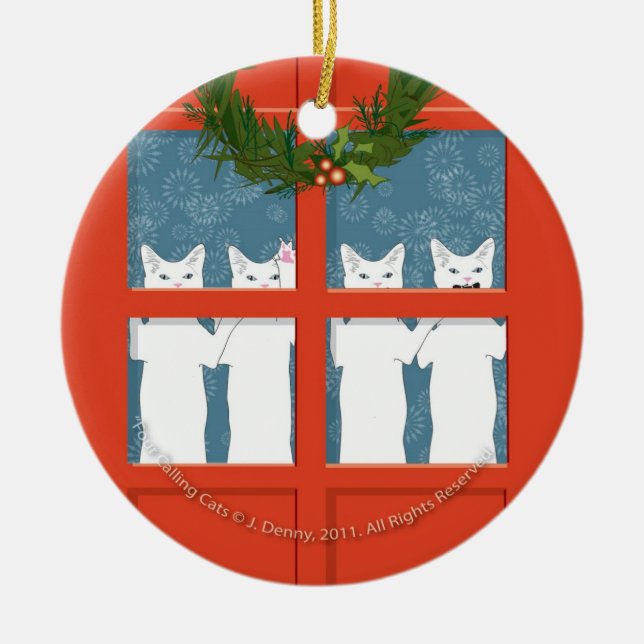 Fyra kallande katter… julgransprydnad keramik (Framsidan)