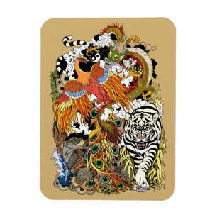 Fyra kalvdjur magnet