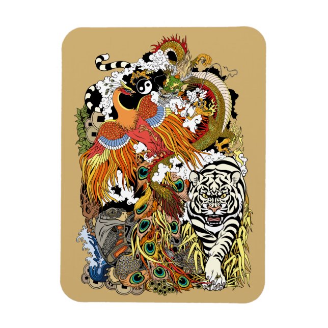Fyra kalvdjur magnet (Vertikal)