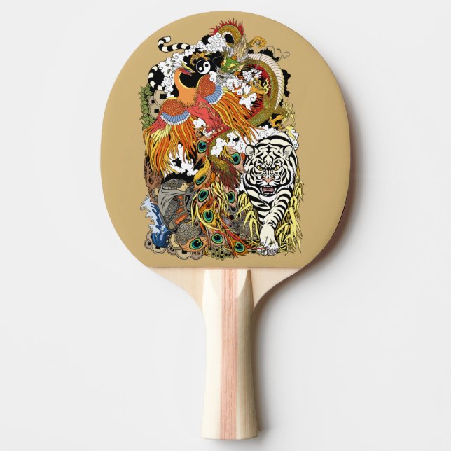 Fyra kalvdjur pingisracket (Framsidan)