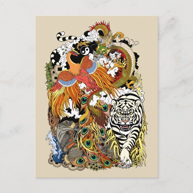 Fyra kalvdjur vykort (Framsida)