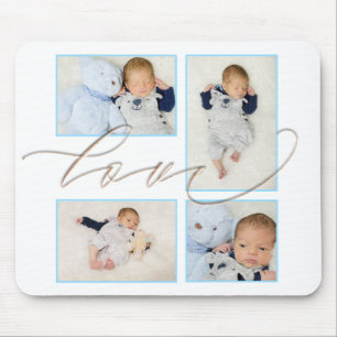 Fyra Kärlek-skript för Photo Collage i baby-familj Musmatta