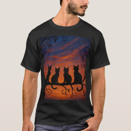 Fyra katters silhuett t shirt
