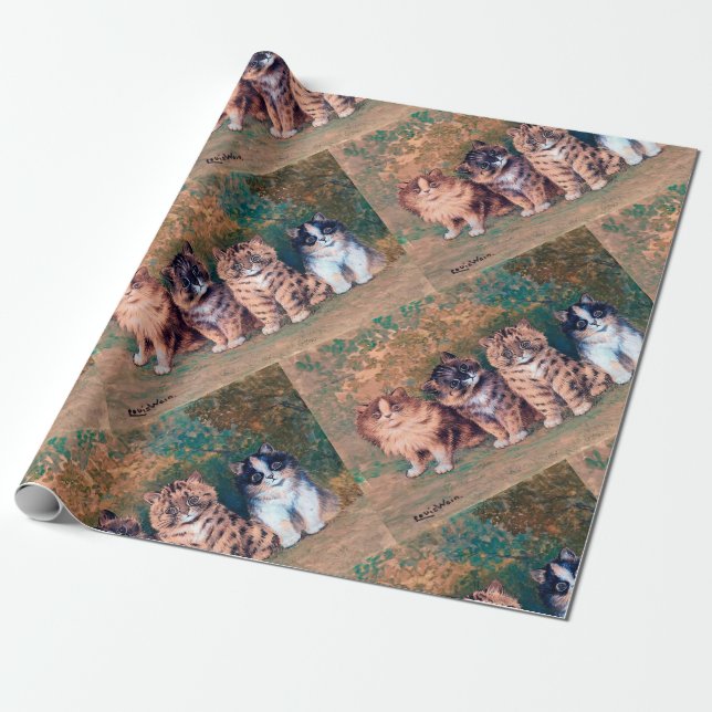 Fyra kittens, Louis Wain Presentpapper (Utrullad)