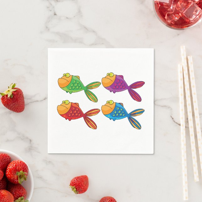 Fyra konstiga fiskblöjor pappersservett (Skapare uppladdad)