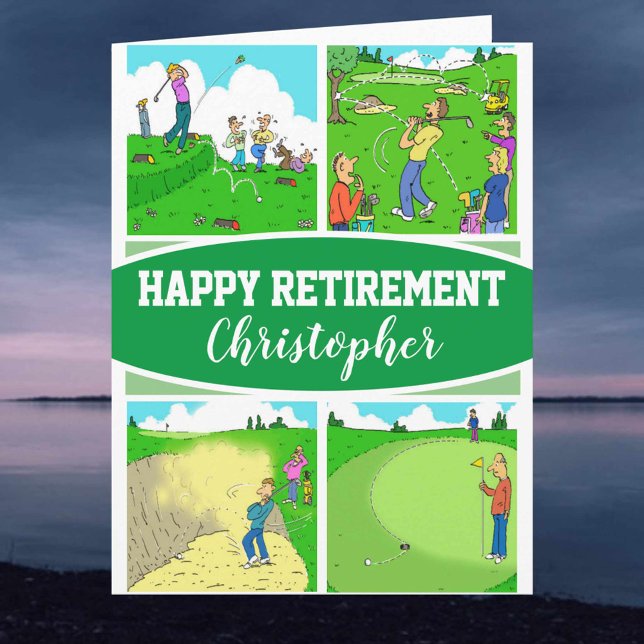Fyra konstiga Golfer-Tecknader på en Pension Kort (Skapare uppladdad)