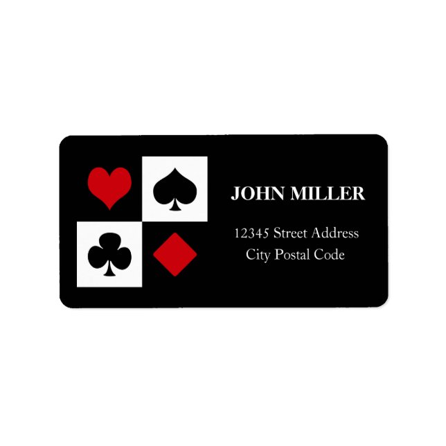 Fyra kort kostym adressetikett (Framsidan)