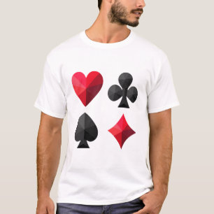 Fyra kostymer för att spela kort: hjärta, klubbar, t shirt