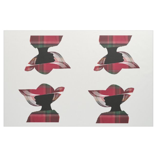 Fyra kvinnor Silhouette Hat Madras Play Mönster Tyg (Yard)