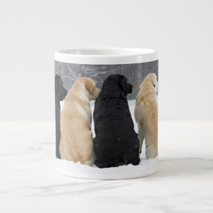 Fyra Labrador Hundar i Snö Jumbo Mugg
