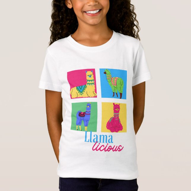 Fyra lamor, fyra Färg, en lama, skadlig design T Shirt (Framsida)