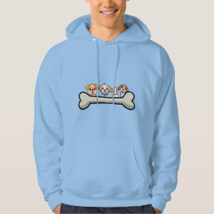 Fyra lekfulla valpar med ben-design hoodie