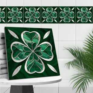 Fyra löv klöver - Grönt Marble and Peal Kakelplatta