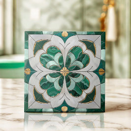 Fyra löv-klöver - Grönt Marble och Pearl Kakelplatta