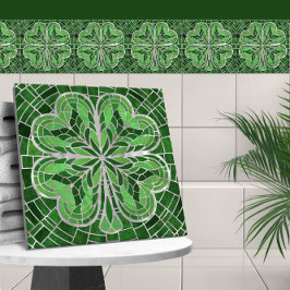 Fyra löv-klöver - Grönt Marble och Pearl Kakelplatta