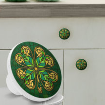 Fyra löv-klöver - Grönt och Guld-Mosaik