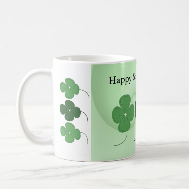 Fyra Löv Klöver St. Patrick-dagen Kaffemugg (Vänster)