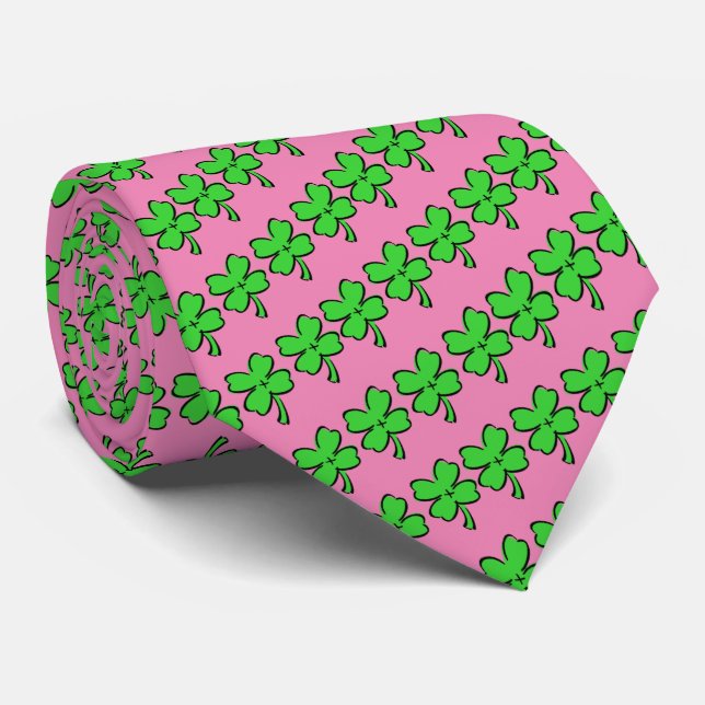 Fyra Löv Klöver St. Patrick's Day Lucky Neck Tie Slips (Rullad)