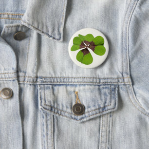 Fyra Löv Lucky Klöver St patricks day Lycka till Knapp