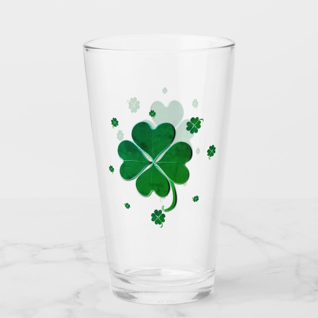 Fyra Lövklöver St. Patricks Dag Glaskopp (Framsida)