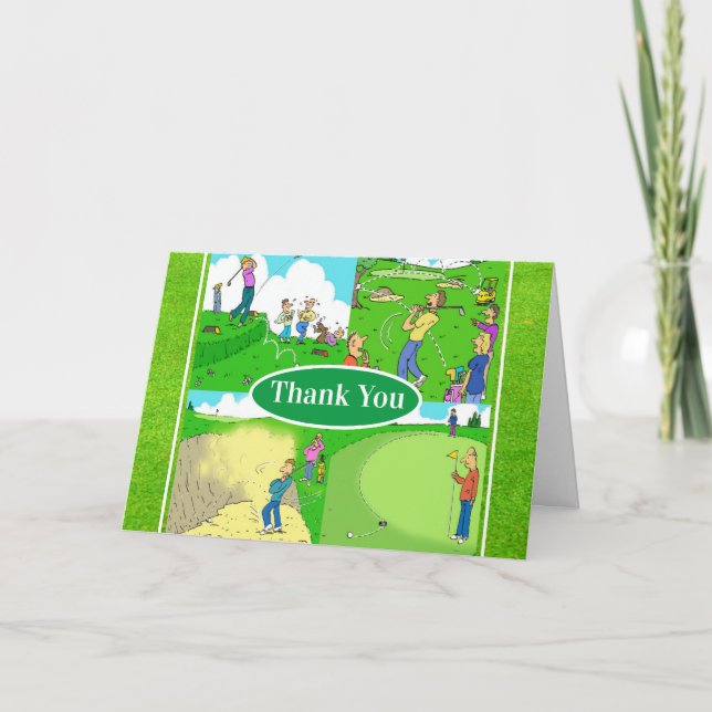 Fyra magra Golfer-Tecknader Tack Kort (Framsida)