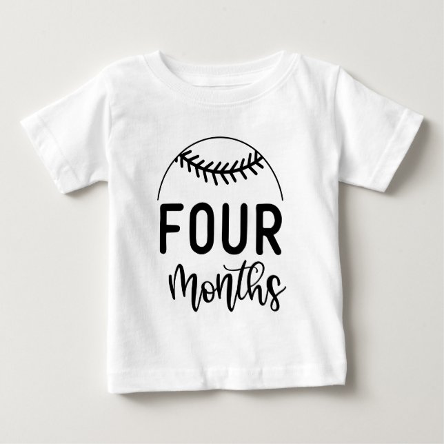 Fyra månaders basebollbaby-milstolpe - t shirt (Framsida)