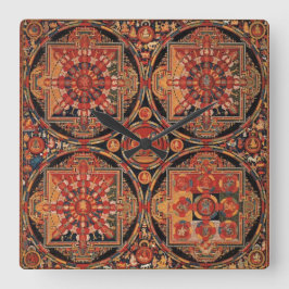 Fyra mandalas fyrkantig klocka